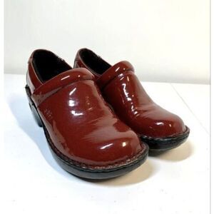 BOC Born Concept Women PEGGY Slip On Patent Leather RED Clogs Work Shoes 6.5 M